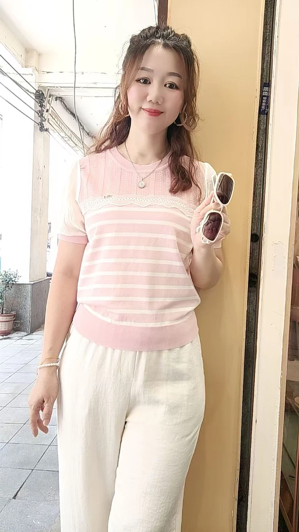 女薄款针织短袖夏季针织衫