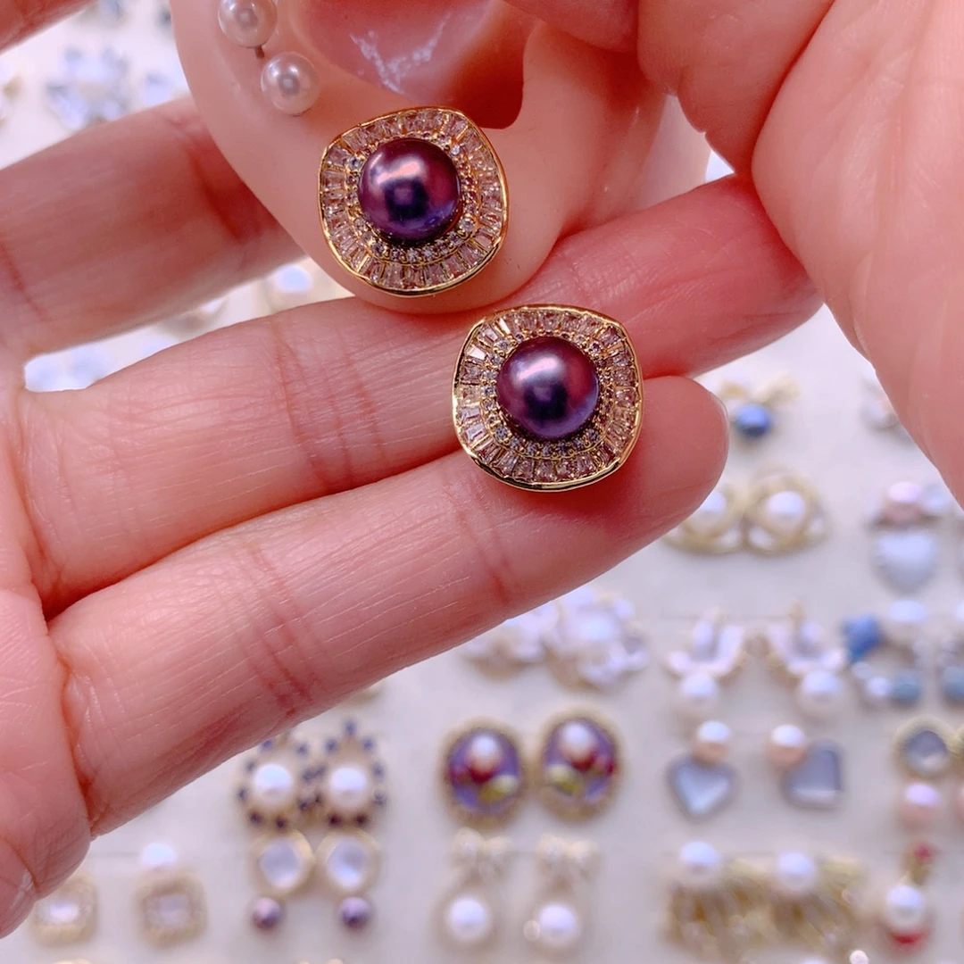 合金淡水珍珠耳饰