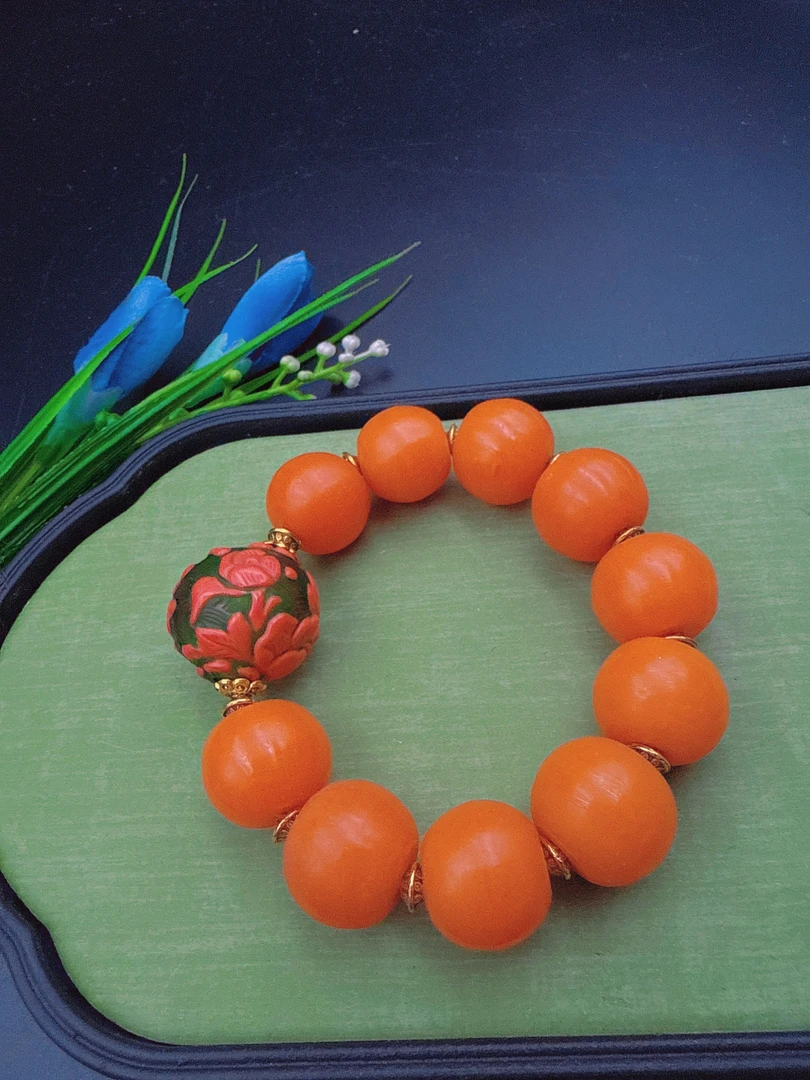 琉璃时尚百搭橙色手串