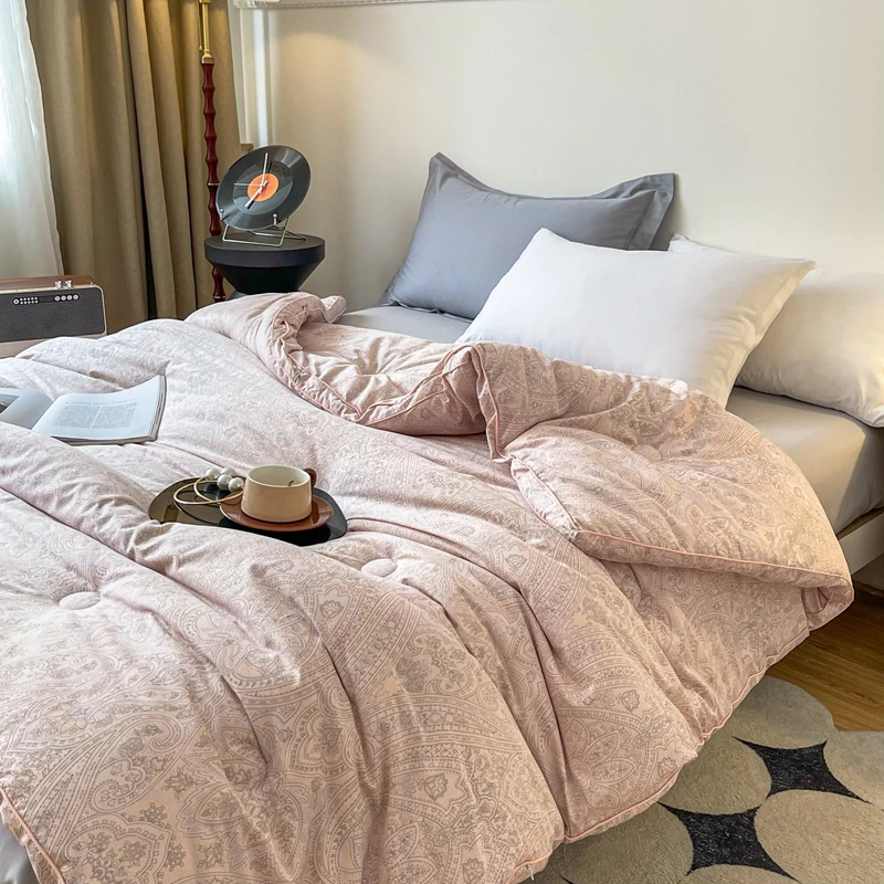 A类100支全棉天雪棉印花大豆纤维被春秋被加厚冬被纯棉被子被芯