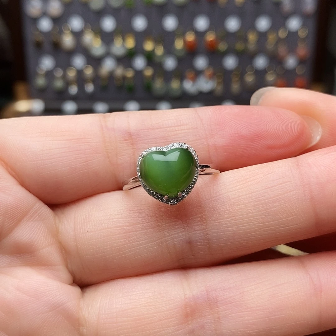 银S925镶嵌和田玉耳饰?****妹