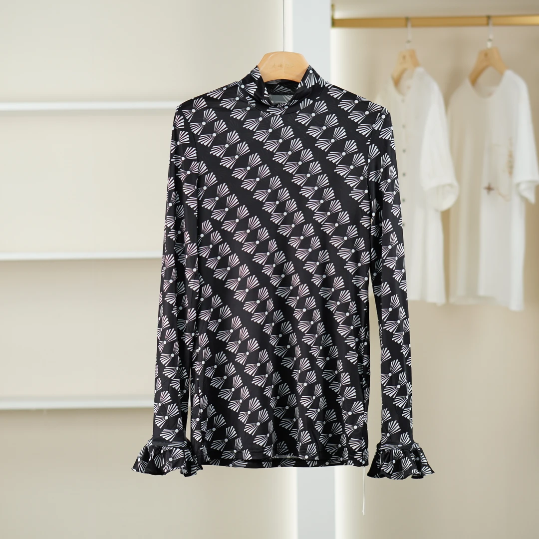 麦迪尚品【DT*】51008138 春季简约满印时尚长袖打底衫品牌女装