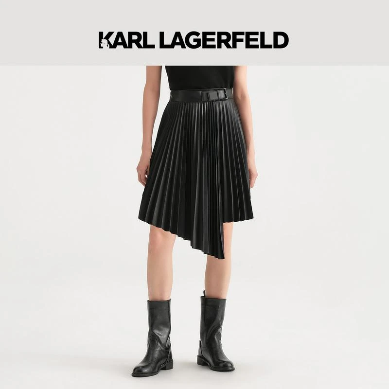 【晨粉专享价】KARL LAGERFELD不规则百褶半裙老佛236L1204