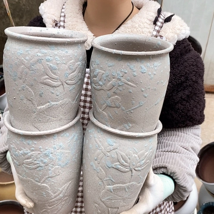 紫砂花盆瑕疵口12高20