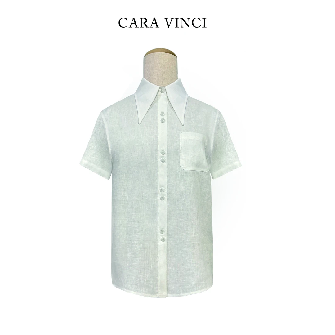 CARA【100亚麻气质衬衫】静奢极简百搭经典衬衫1000764