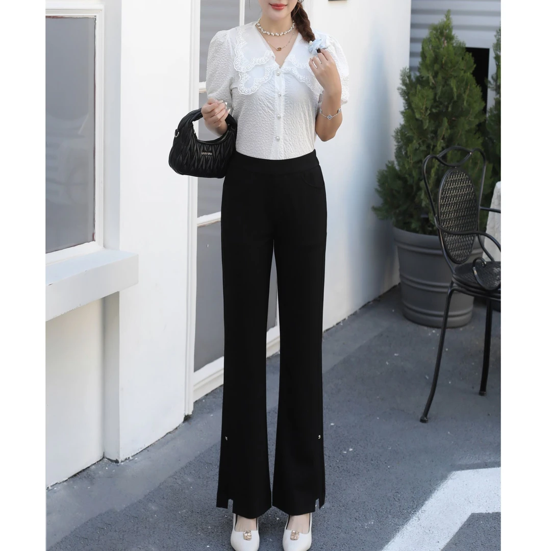 祥好服饰 夏季松紧腰时尚微喇叭裤 506