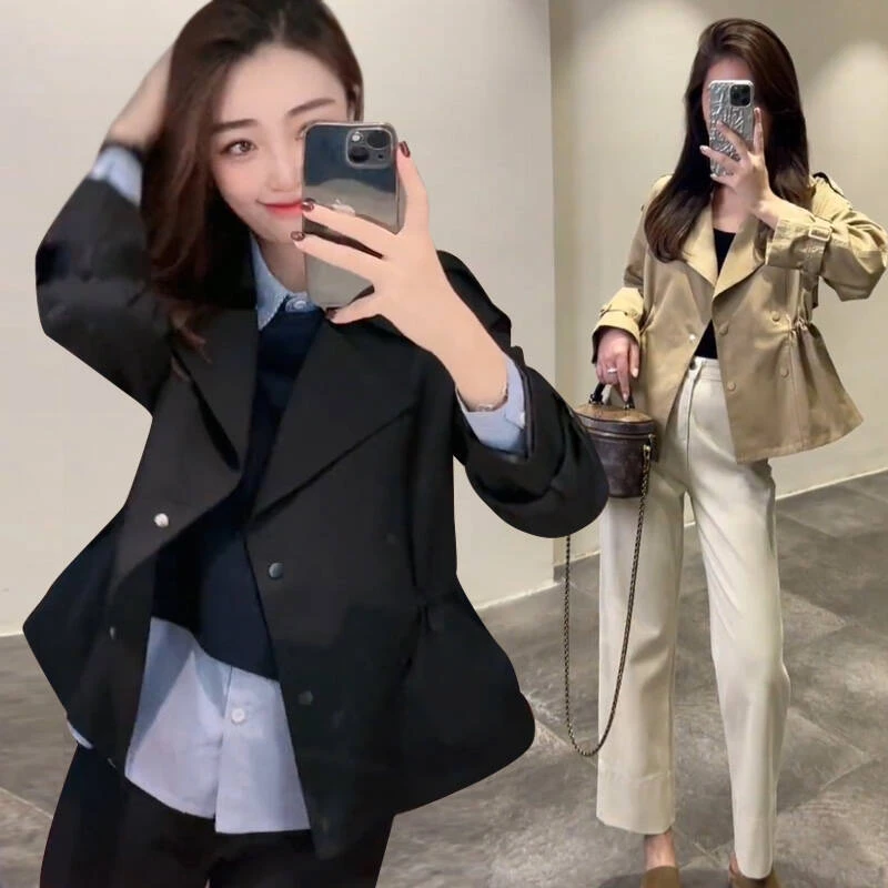 高级感收腰风衣短款外套女装2025春秋新款时尚气质高端显瘦上衣