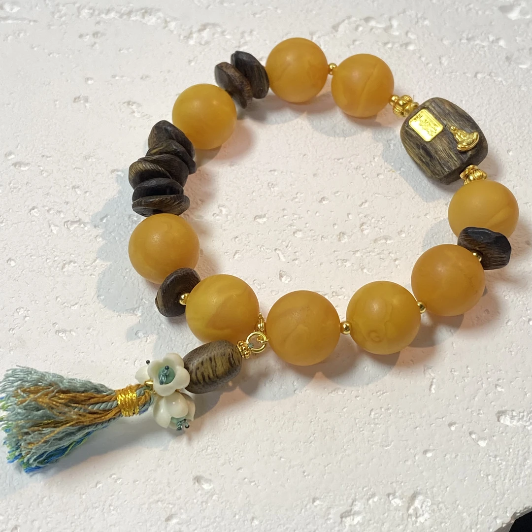 沉香【亿轩珠宝】ZX151006石膏橘皮单圈手串diy沉香-猛犸13mm+