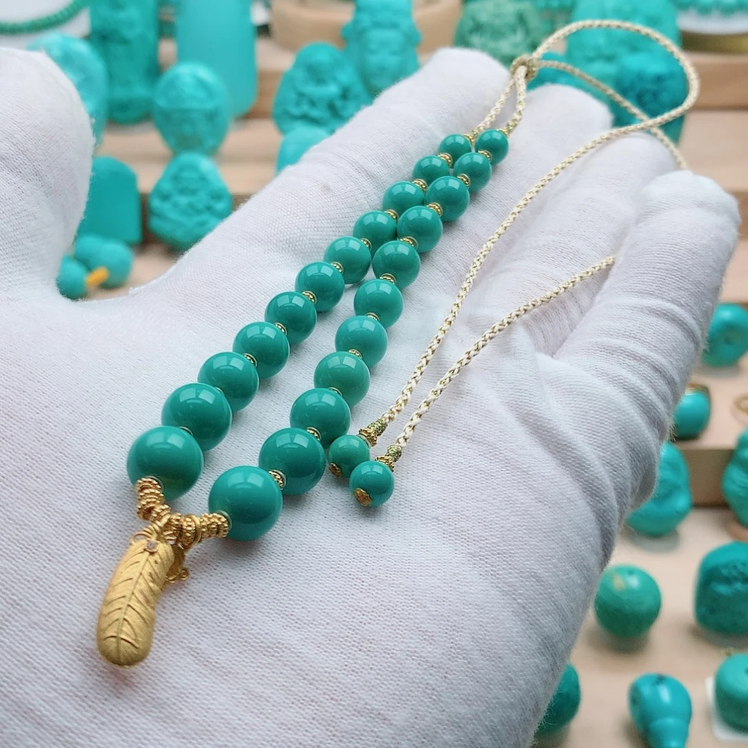 绿松石18K金镶嵌项链