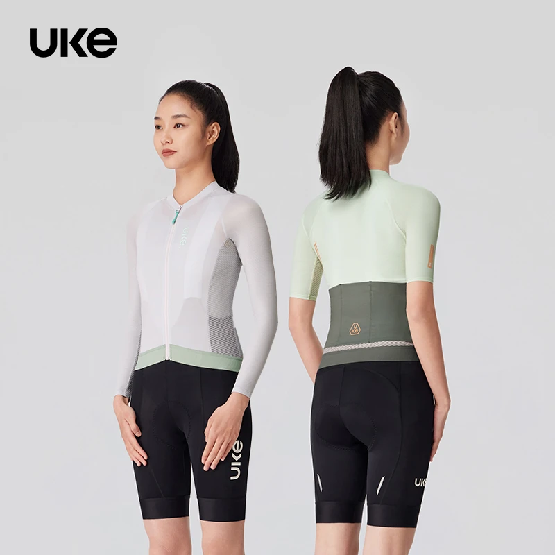 UKE女子短袖竞技骑行服意大利进口速干透气轻量防晒 云陆/云毓