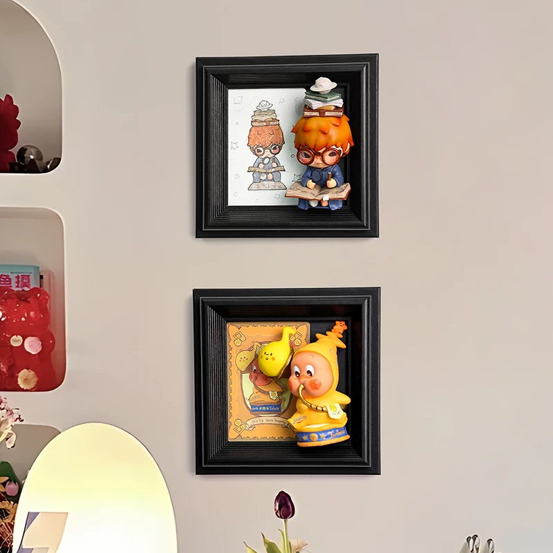 可挂墙盲盒收纳相框公仔手办小野diy场景画框磁吸中空桌面小摆件