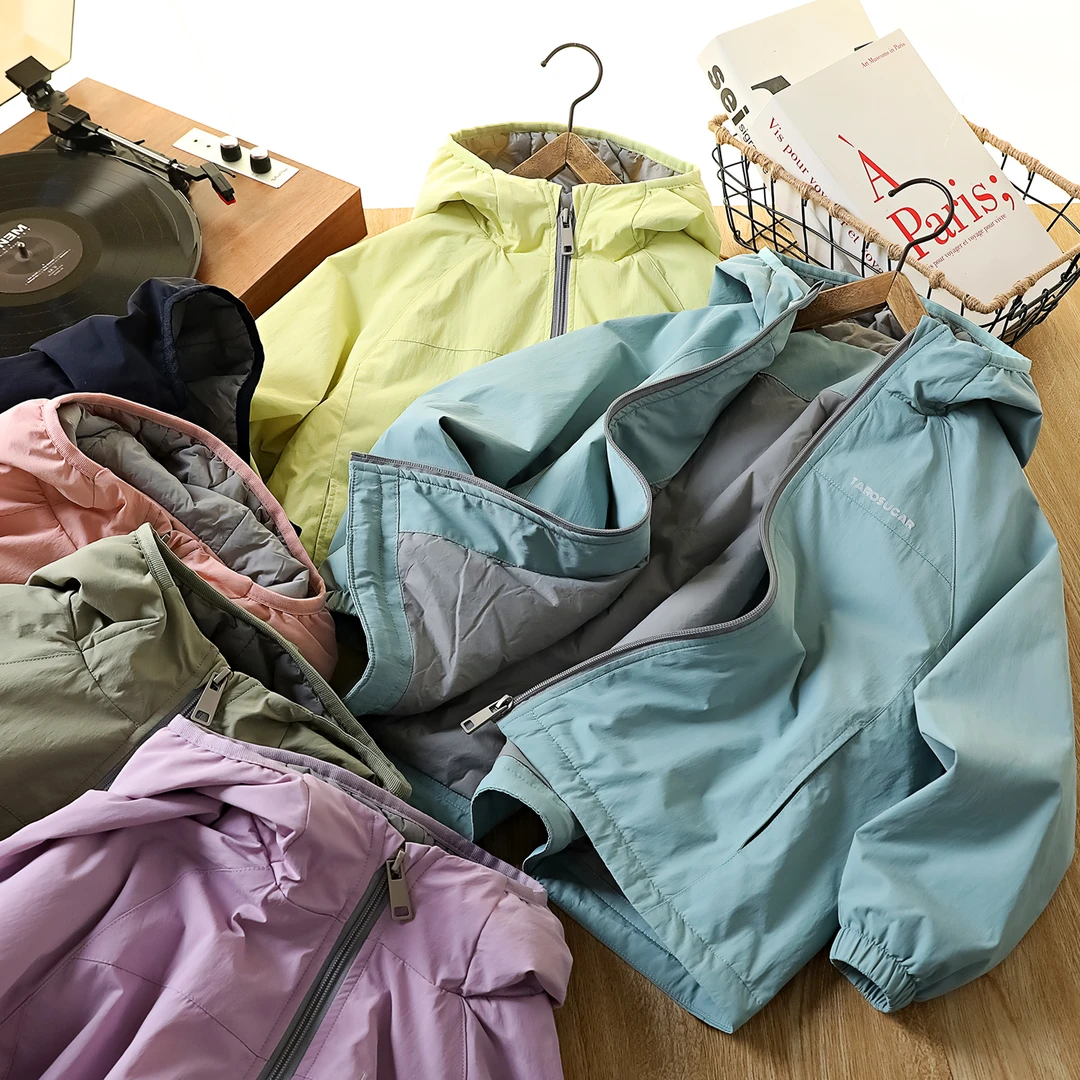 户外保暖秋冬儿童大豆蛋白棉服外套连帽中大童拉链衫6828