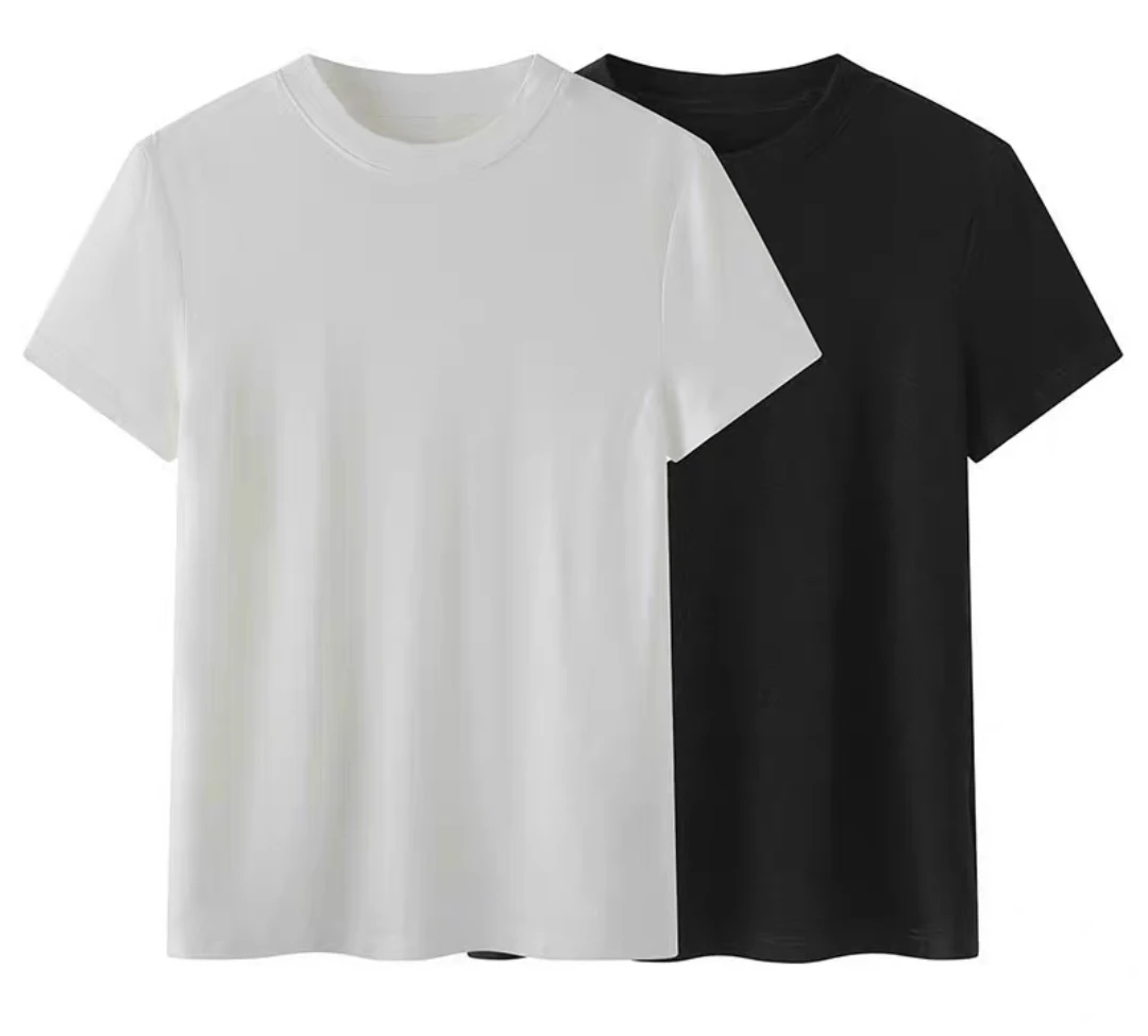 25新款休闲时尚百搭纯色圆领短袖T