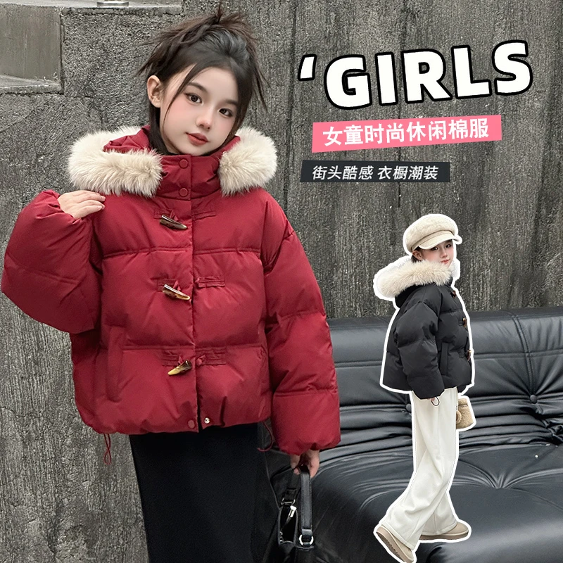 冬季流行安哥拉红棉衣韩版棉服短款外套新年女童学院风秋冬小棉袄