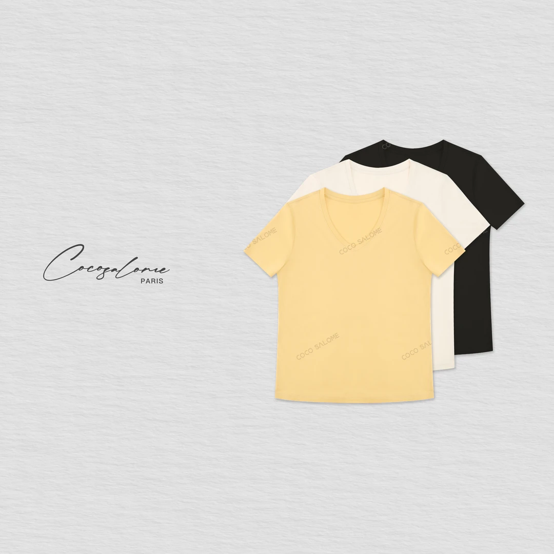 韩彬彬"V领面膜T"桑蚕丝亲肤凉感正肩V领T1314-16