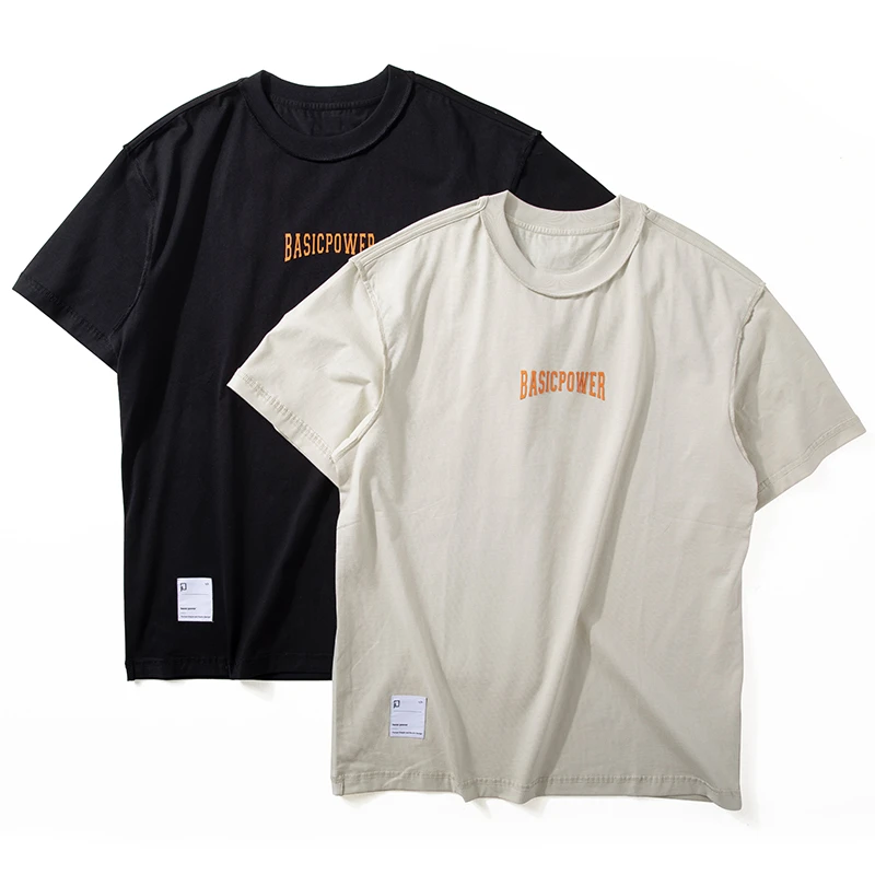 Enbi Simcotton短袖t恤男夏棉水洗体恤反穿设计美式复古宽松半袖