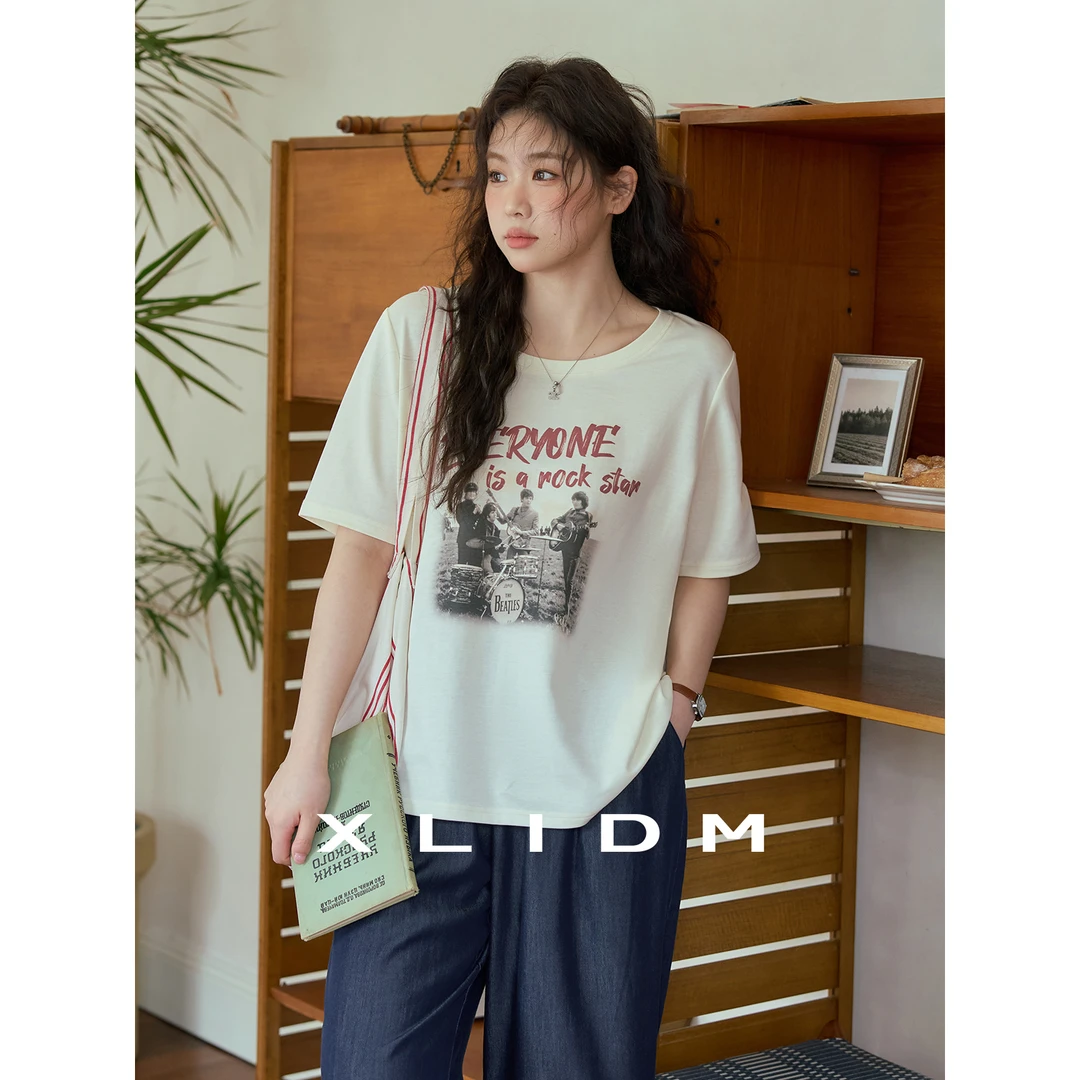 小俪大码女装 披头士乐队T恤·亲肤透气直筒正肩短袖夏DB5T02442