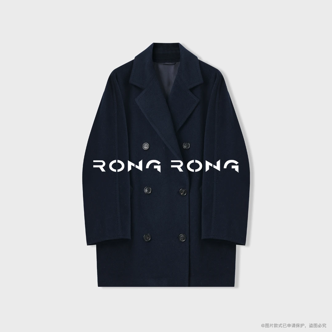溶溶【高奢限定系列】RONGRONG 绵羊毛混纺双排扣毛呢大衣RR25781