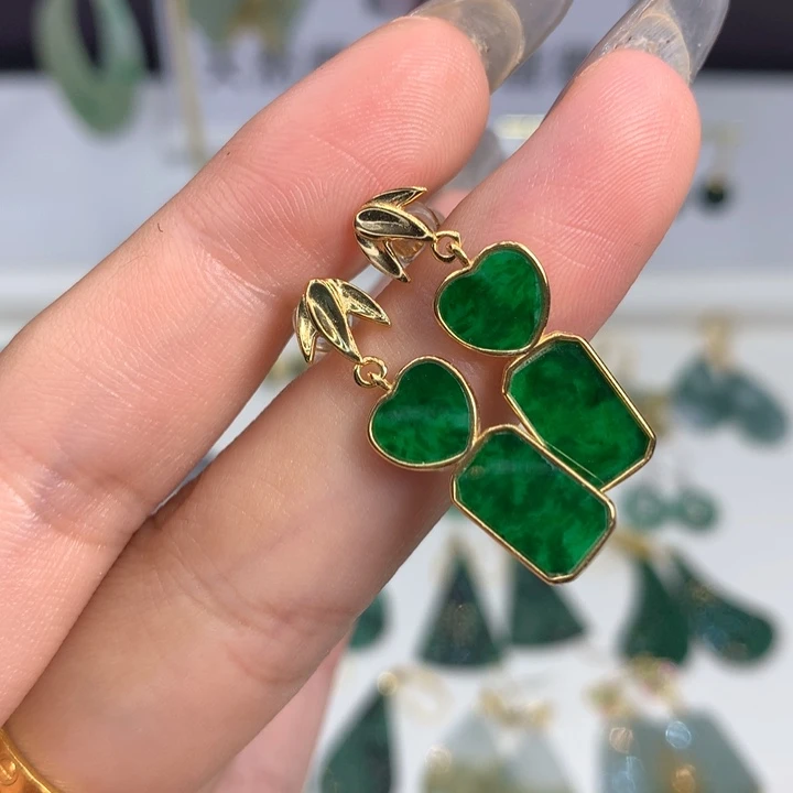 翡翠银S925镶嵌耳饰耳饰