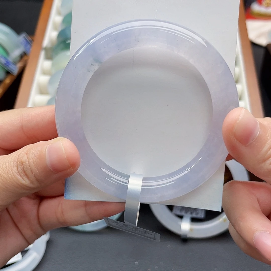 翡翠未镶嵌手镯51冰紫