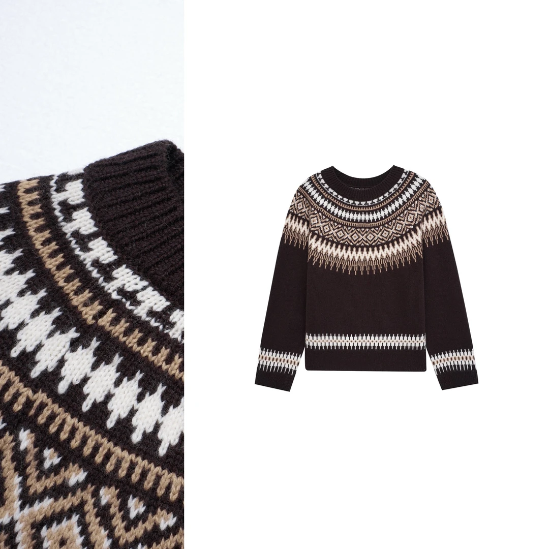 【大C严选】北欧单！巴素兰美丽奴羊毛加厚圆领费尔岛提花毛衣~