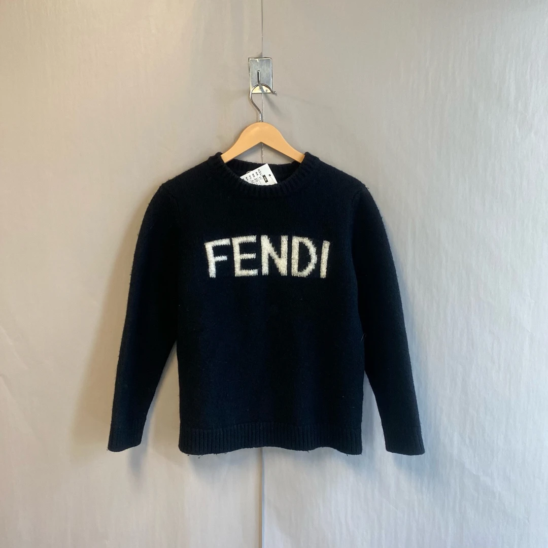 99新 FENDI/芬迪 嵌花字母logo针织毛衣 52码 99新#5047