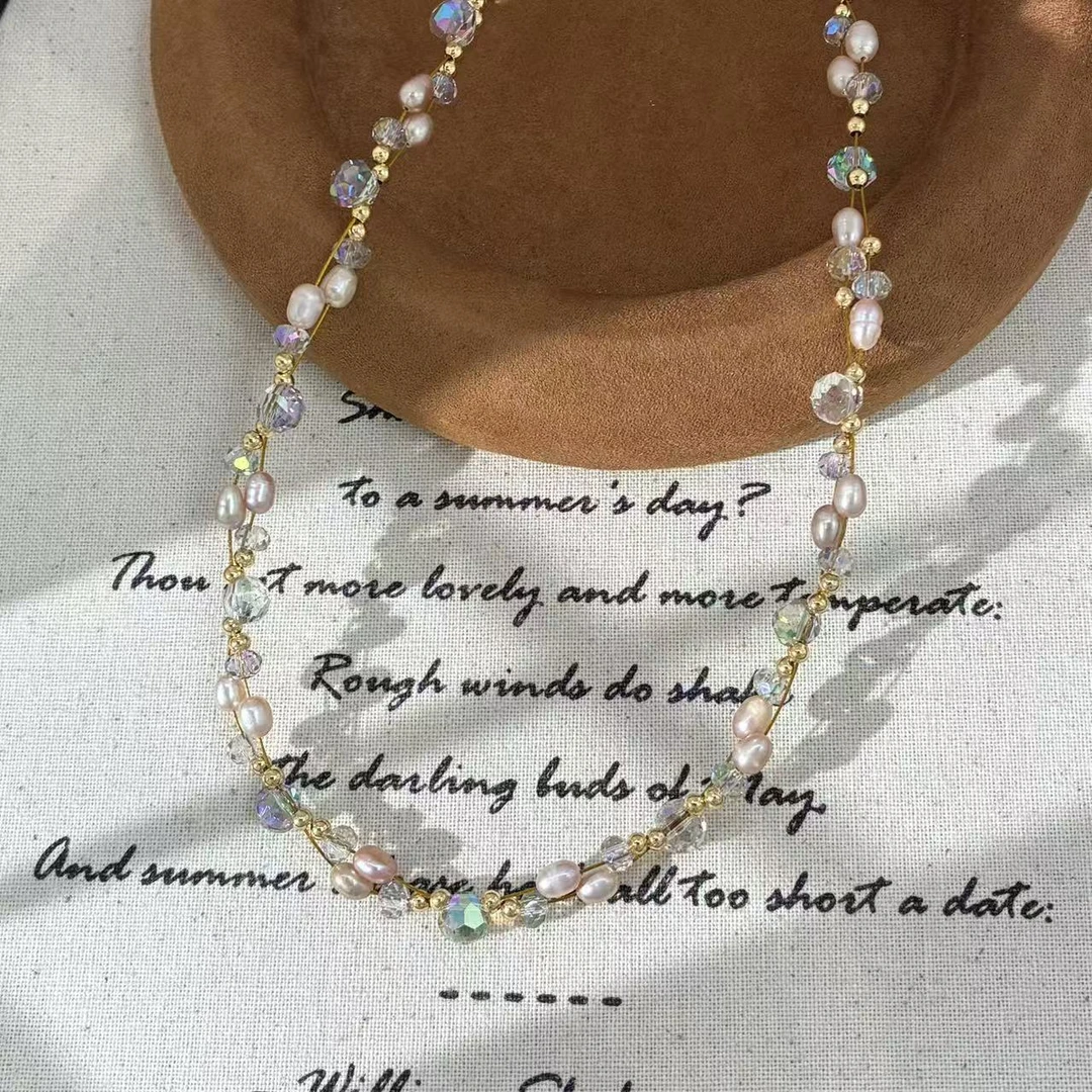 铜合金仿水晶项链 远远（YY261）【镀真金 高版本】气质轻奢38+7cm