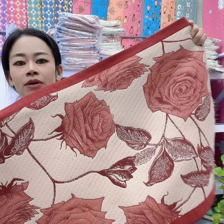 棉红色玫瑰花纯棉