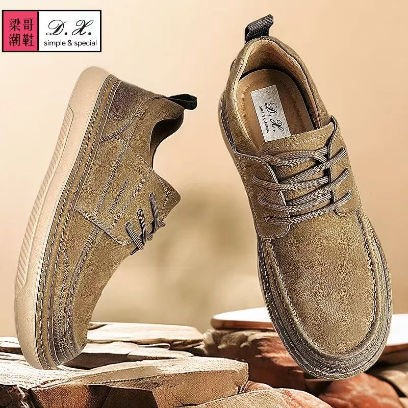 D.X.真皮牛皮男鞋百搭舒适透气软底软面简约运动休闲商务潮鞋
