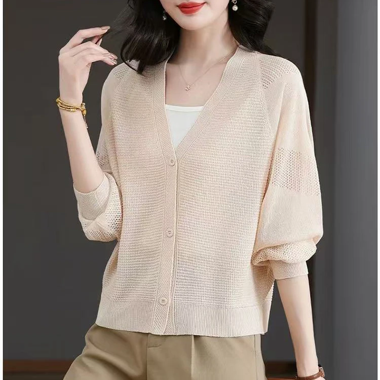 镂空针织开衫夏季薄款宽松气质短款防晒衣外搭6821