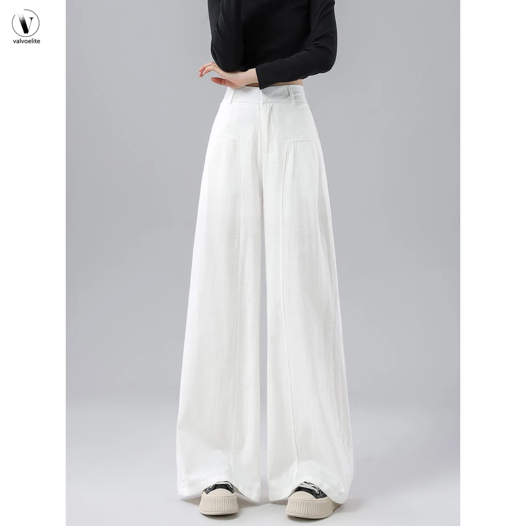 VALVOELITE西装裤女秋新款高腰显瘦休闲百搭垂坠感直筒拖地阔腿裤