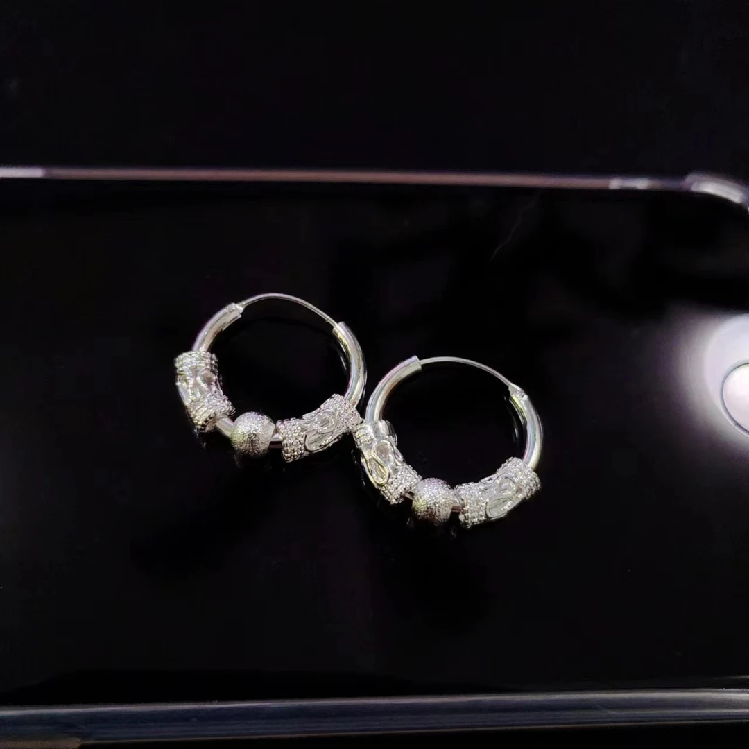 钛钢锆石耳饰 特价正品银色耳环女款招财幸运耳环防过敏送女友