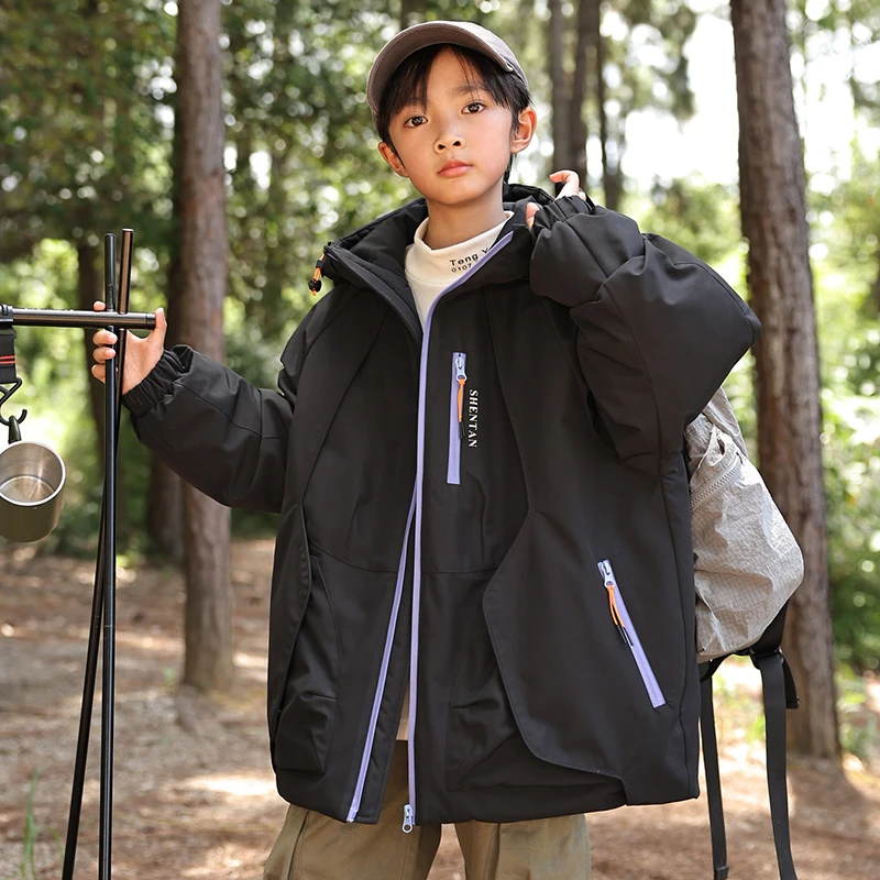 男童羽绒服外套冬季2024新款儿童男孩大童加厚冲锋衣羽绒服BD1580