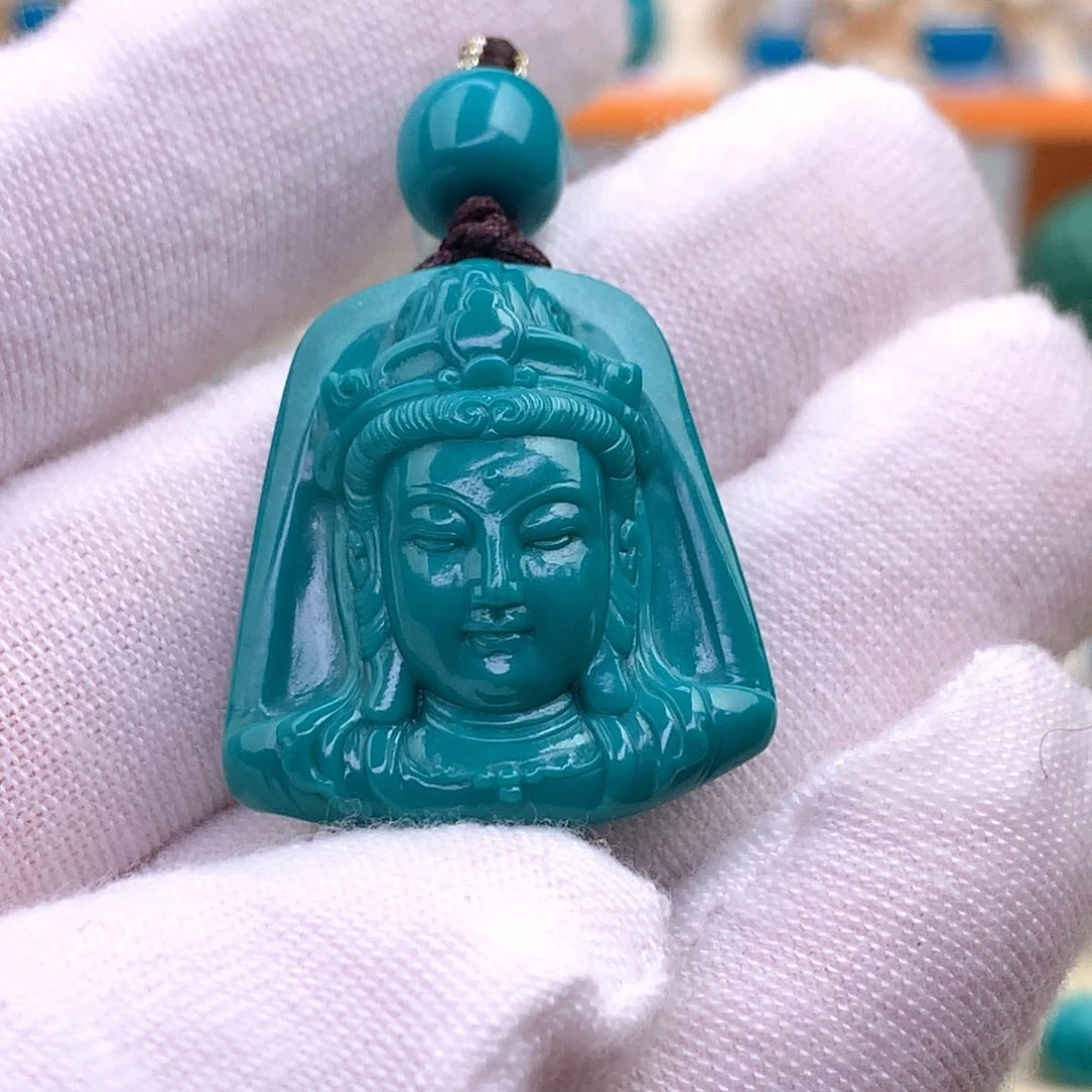 合金绿松石观音吊坠