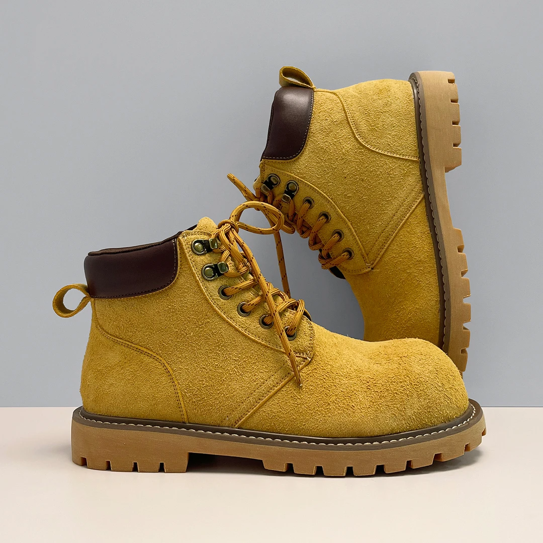 百搭复古马丁靴时尚厚底大黄靴秋冬季新款工装靴户外男女大头靴潮