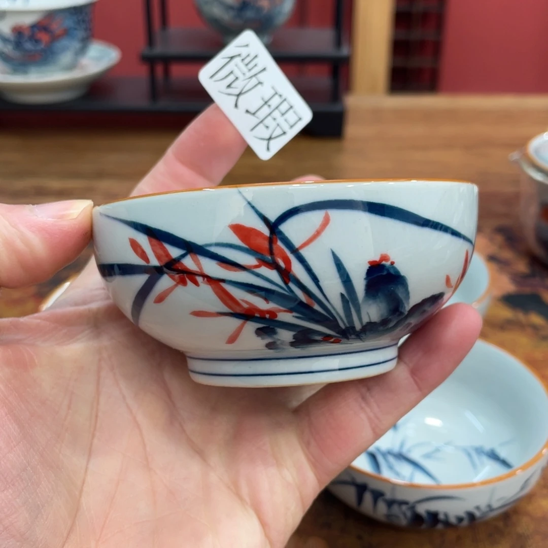 釉下手绘茶具微瑕