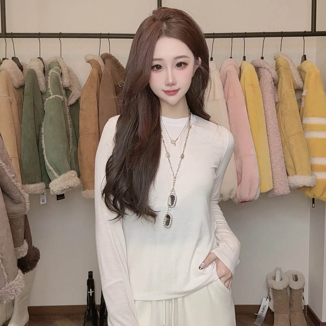 【JINAQUA七月】韩系百搭打底衫女白色上衣-QIYUE-Z04