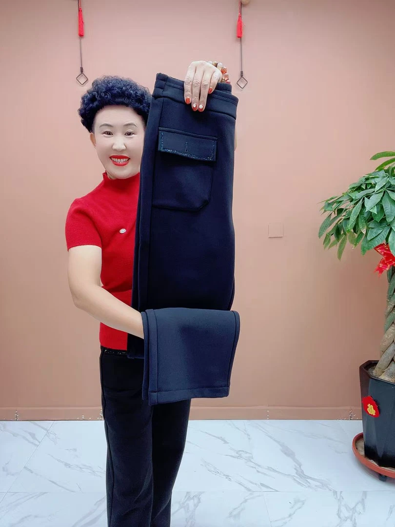 1035秋冬季加绒南韩高弹力高腰直筒裤