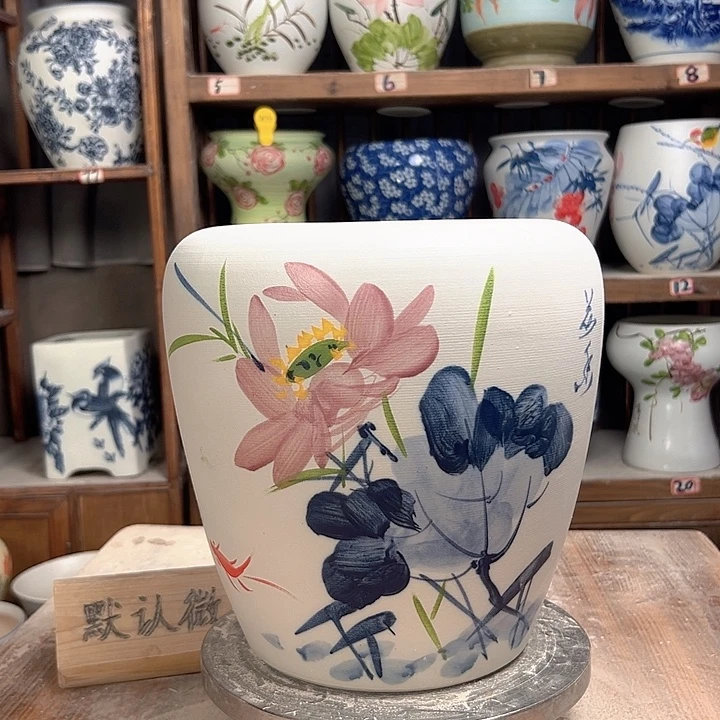 陶苹果青花荷花款新款陶瓷陶瓷陶瓷