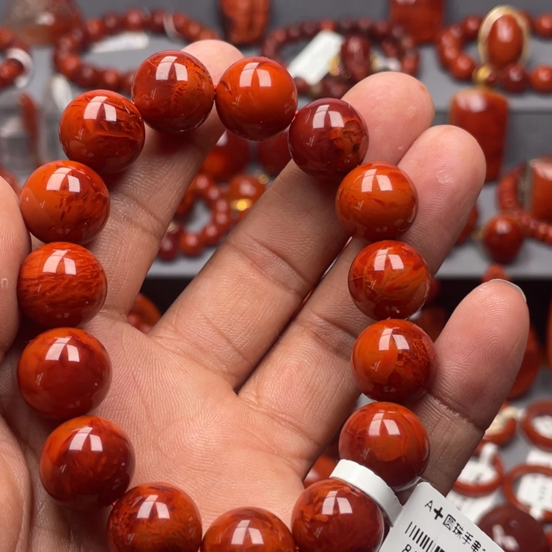 南红玛瑙未镶嵌珠宝奇石单圈13➕