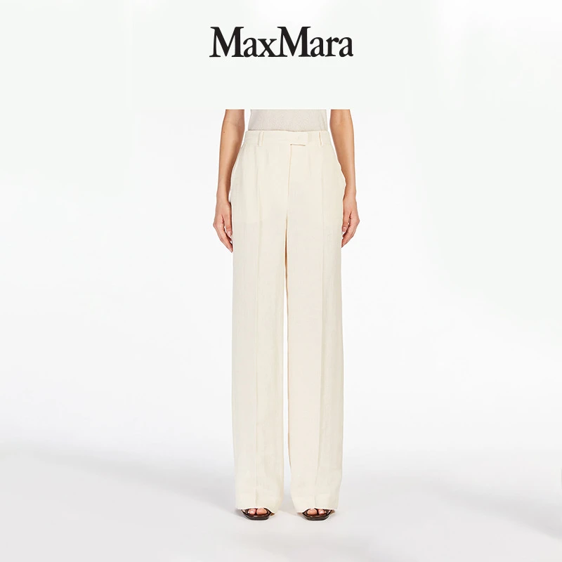 MaxMara 2025春夏新品女装高腰亚麻长裤6131035206