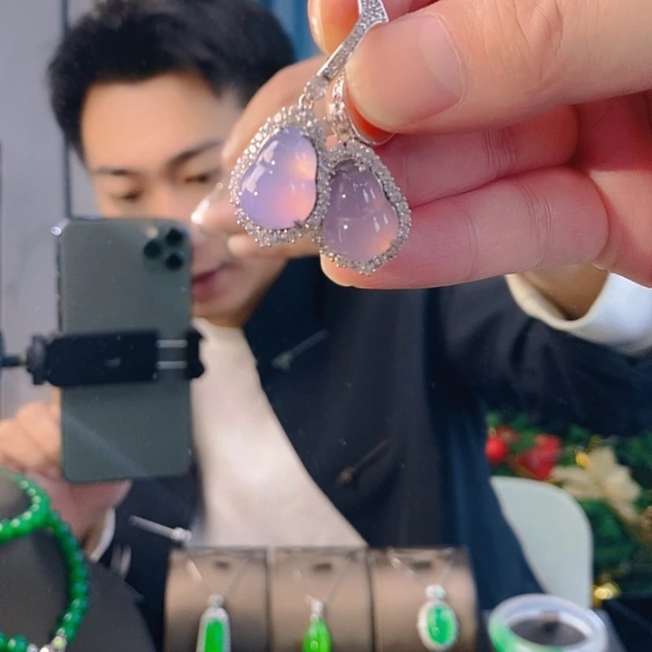 玛瑙/玉髓耳钉银S925镶嵌