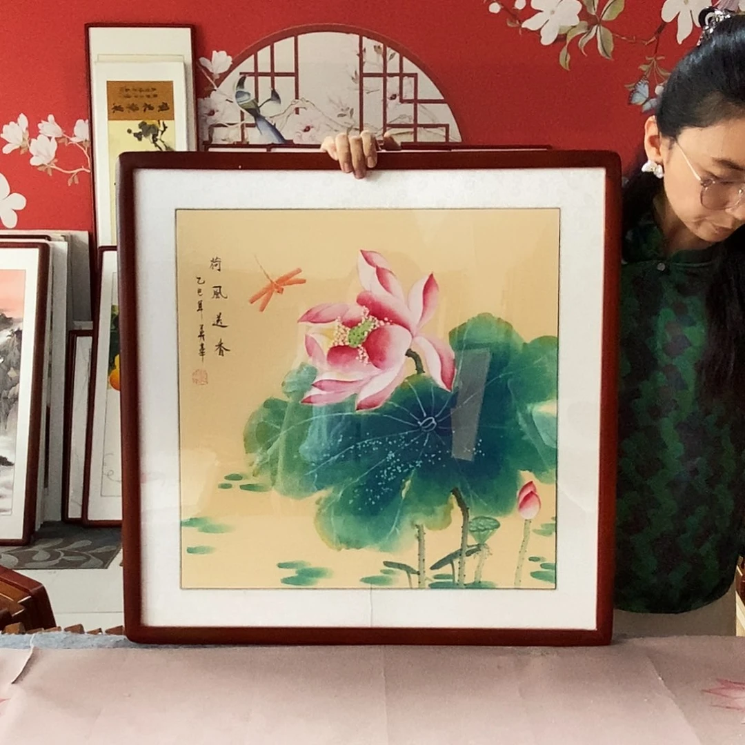 国画手写手绘带框包邮62✖️62国画作品