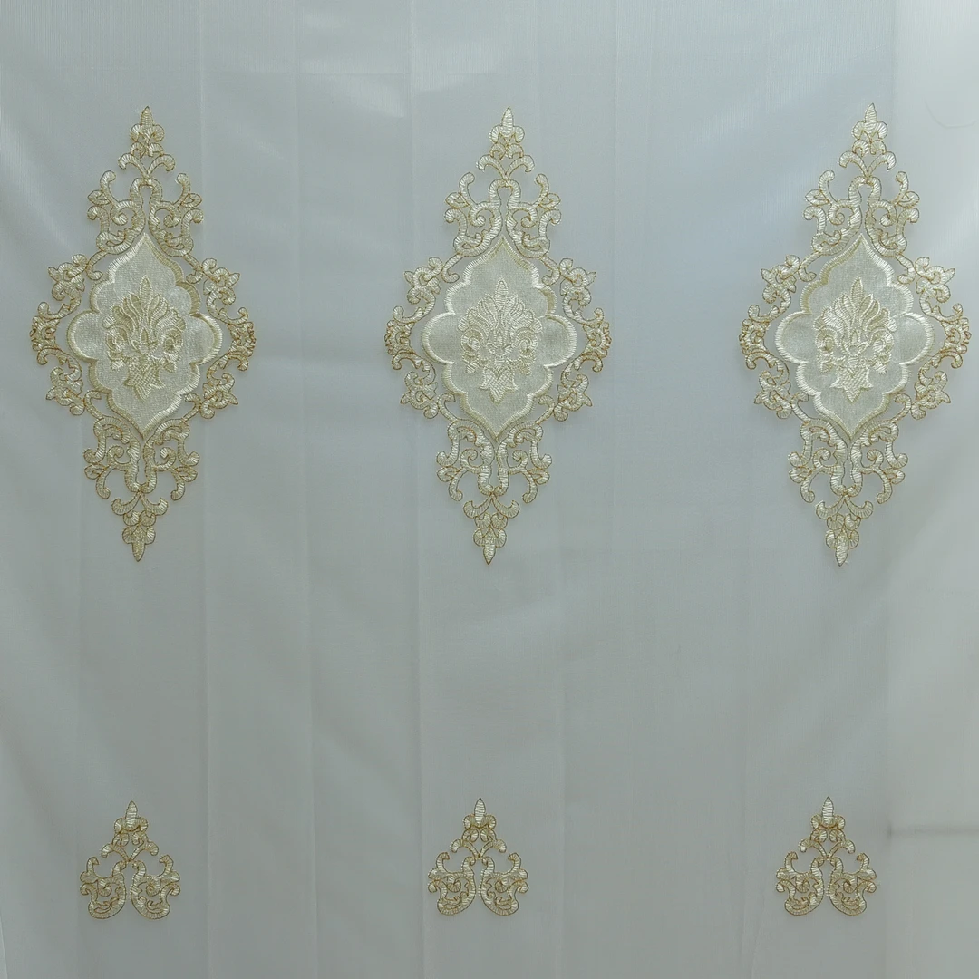 00240 窗帘纱成品刺绣挂钩款卧室防晒纱帘宽8米高2.7米免费对开