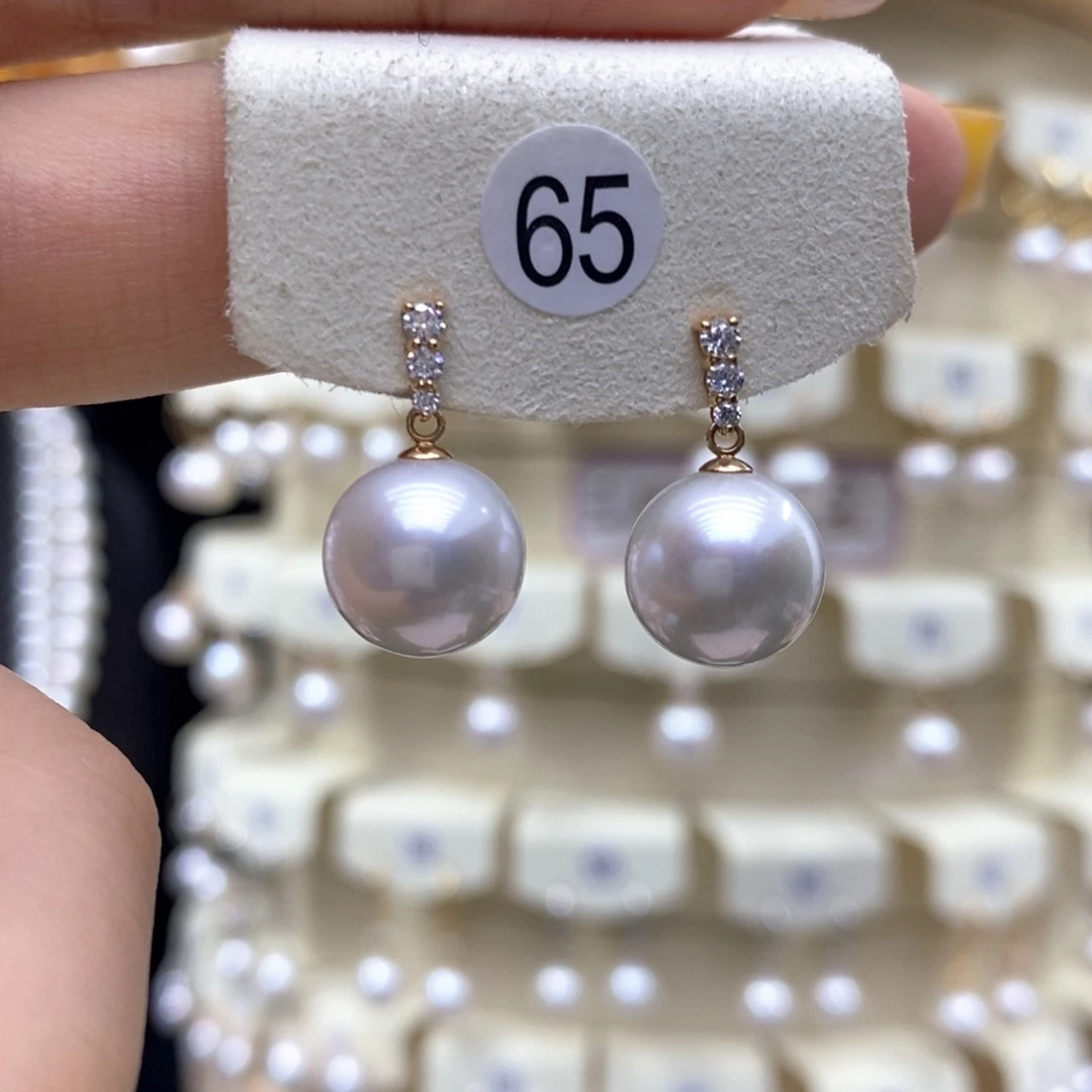 18K金镶嵌淡水珍珠耳饰