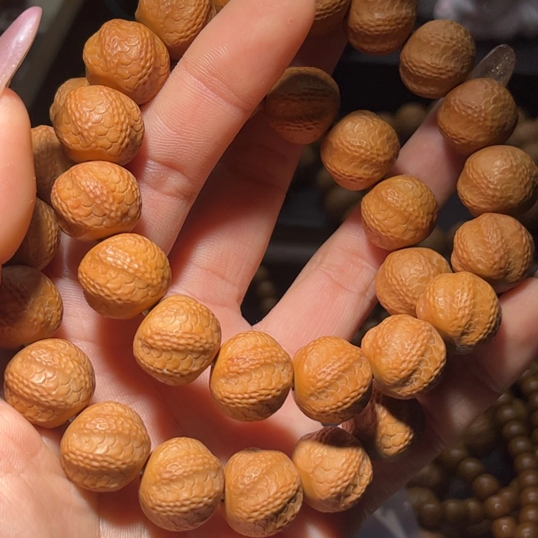 吊坠猴头核桃15+聚宝盆料雕刻灵蛇手串全品无瑕无药