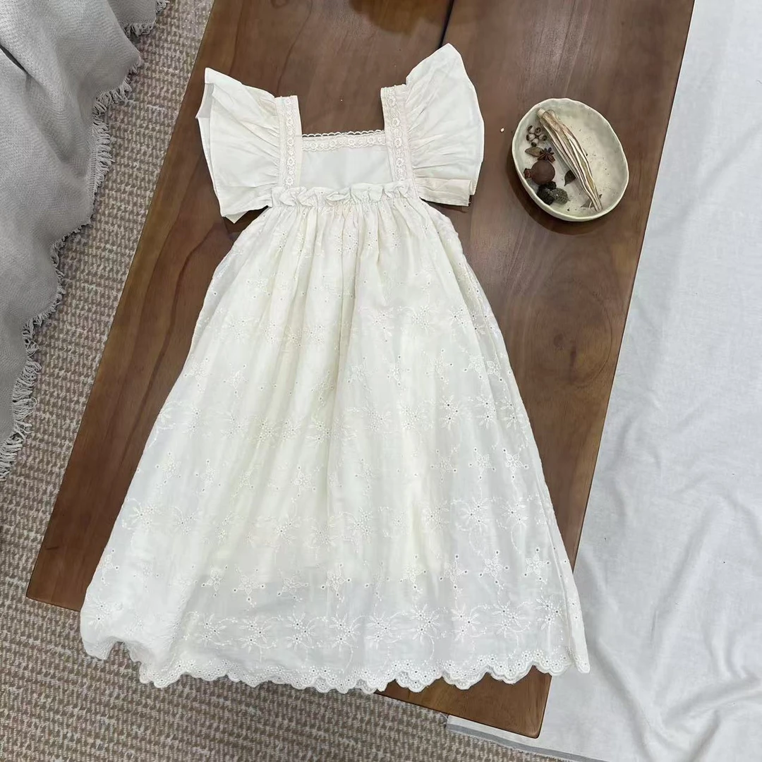 〖姐姐家〗2025夏款儿童萌娃穿搭飞袖绣花连衣裙 bt6046