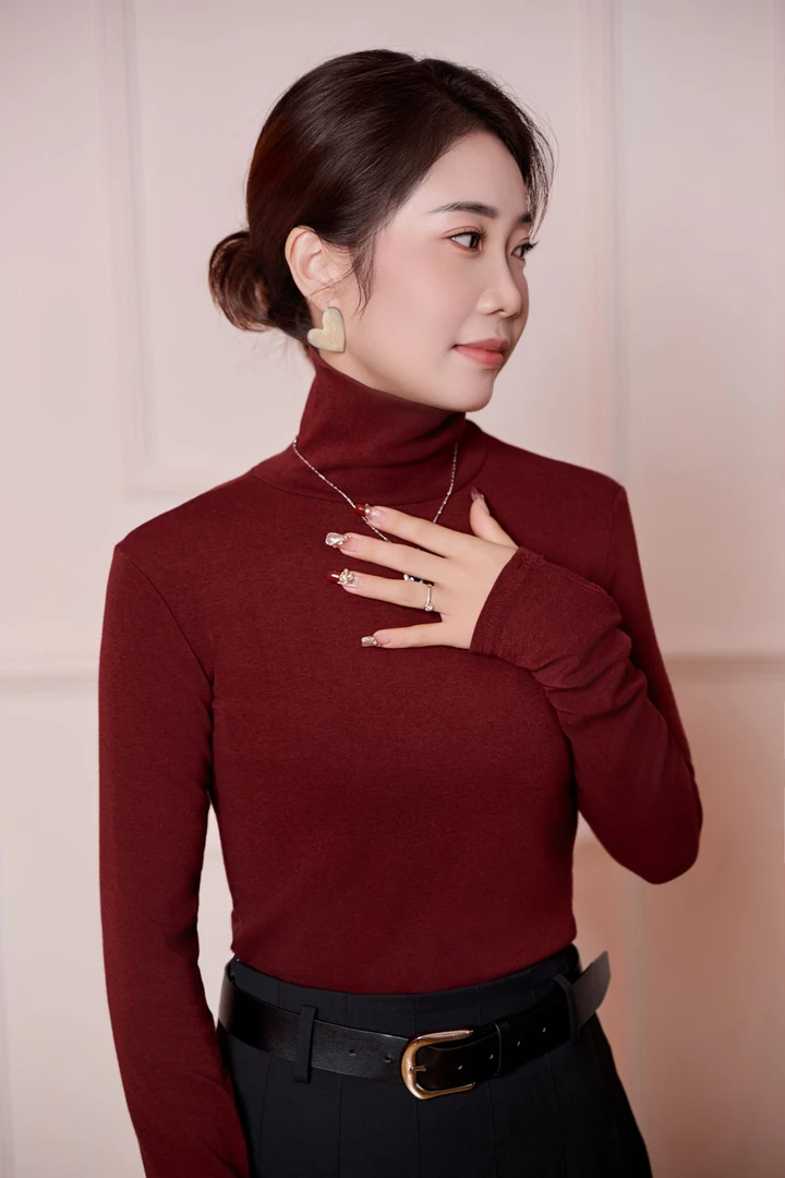 XIAOSISTERS/秋款上新百搭基础款软糯堆堆领显瘦长袖修身打底神器