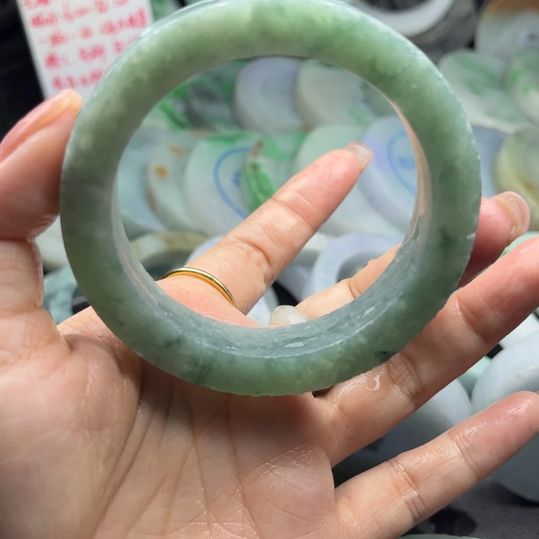 定制翡翠银S925镀金镶嵌手镯放漏