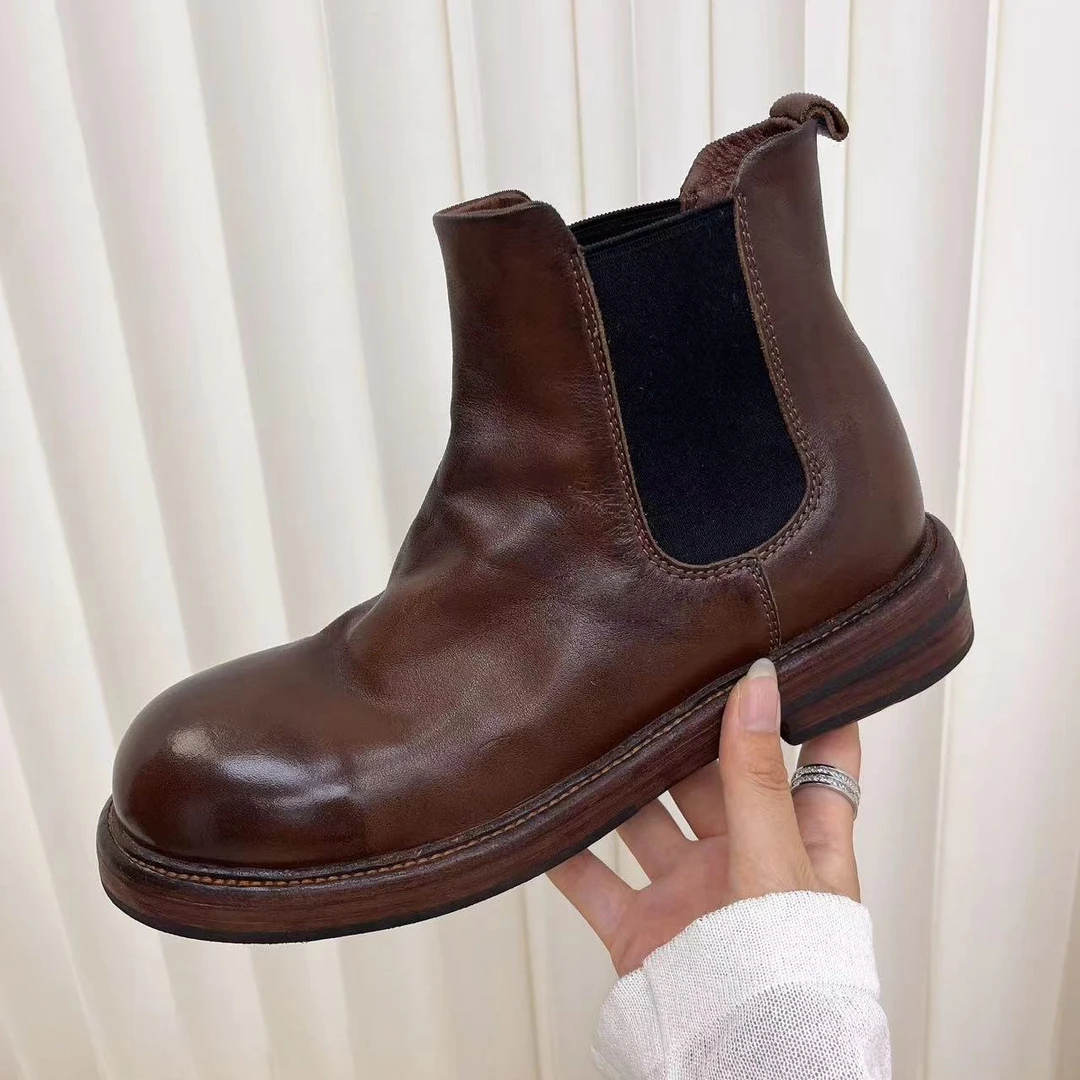 LI AJIGIRL/阿吉女·原创设计 马皮切尔西短靴#0702